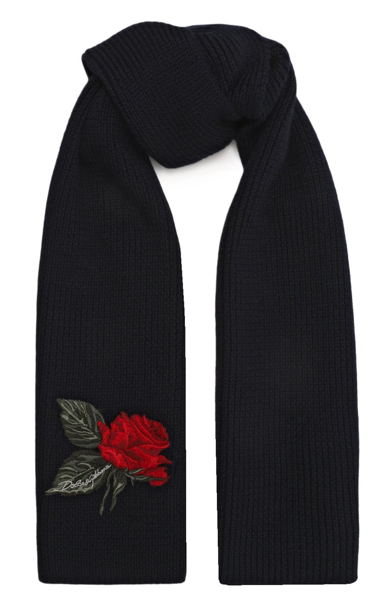 Детский шерстяной шарф DOLCE & GABBANA темно-синего цвета, арт. LBKAC6/JCVF9 | Фото 1 (Материал: Текстиль, Шерсть; Нос: Не проставлено)