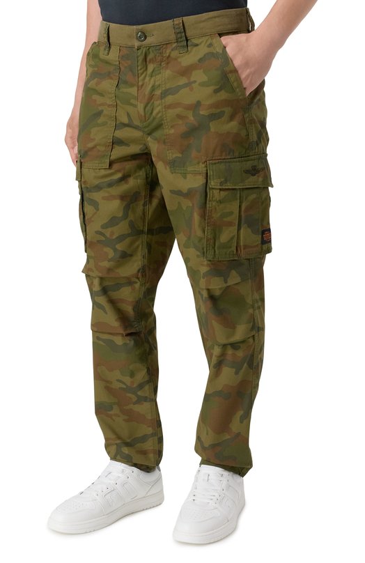 Хлопковые брюки-карго Aeronautica Militare 251PA1653CT3502 Хаки  251PA1653CT3502 Фото 3