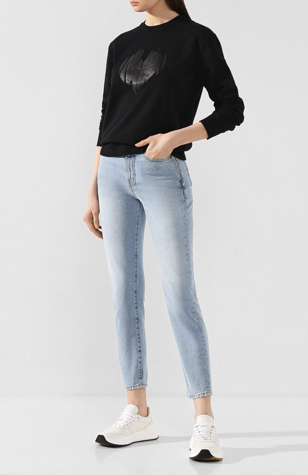 Хлопковый свитшот SAINT LAURENT черного цвета по цене 74450 руб., арт. 615526/YBTB2, фото 2 Хлопковый свитшот SAINT LAURENT, арт. 615526/YBTB2, фото 2