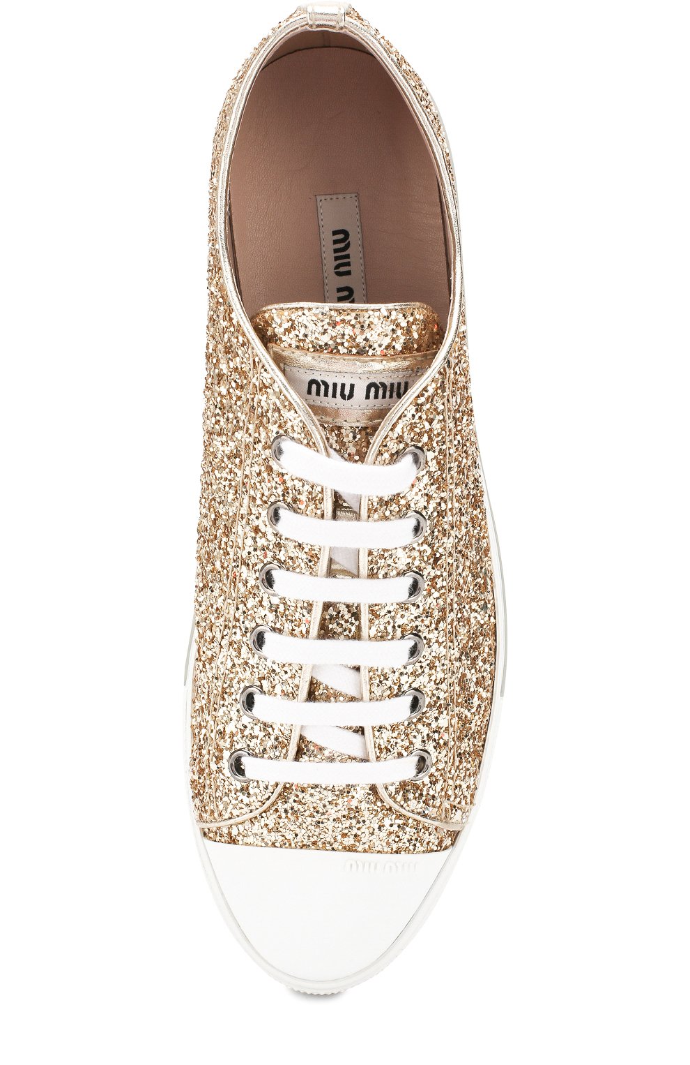 Кеды с глиттером на шнуровке MIU MIU, арт. 5E8998/3B4X, фото 5