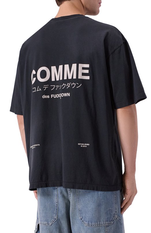 Хлопковая футболка Comme des Fuckdown CFABM01742 Чёрный  CFABM01742 Фото 4