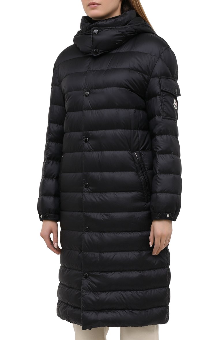 Женский пуховик MONCLER черного цвета, арт. G1-093-1C109-00-5396Q | Фото 3 (Материал подклада: Синтетический материал; Рукава: Длинные; Кросс-КТ: Пуховик; Длина (верхняя одежда): До колена; Материал внешний: Синтетический материал; Материал утеплителя: Пух и перо; Стили: Классический; Региональные ограничения белый список (Axapta Mercury): RU; Драгоценные камни: Проставлено; Материал сплава: Проставлено)