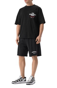 Мужская хлопковая футболка DSQUARED2 черного цвета, арт. S74GD1407/S23009 | Фото 2 (Драгоценные камни: Проставлено; Материал внешний: Хлопок; Рукава: 3/4; Материал сплава: Проставлено; Длина (для топов): Стандартные; Стили: Кэжуэл; Принт: С принтом; Кросс-КТ: Джерси; Мужское Кросс-КТ: Футболка-одежда)