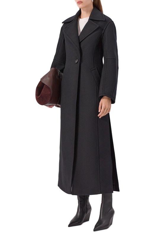 Шерстяное пальто с отделкой из овчины Blumarine 2S099W_SET Чёрный  2S099W_SET Фото 2