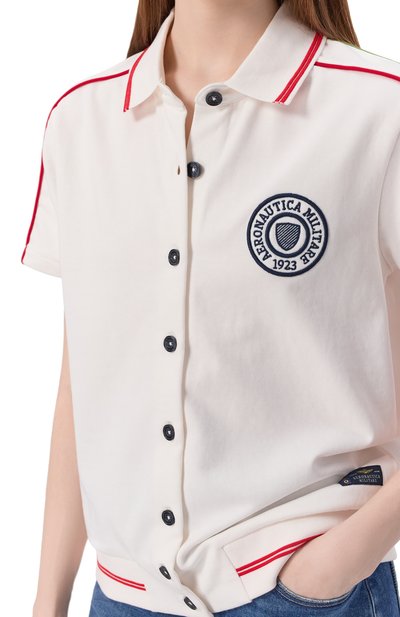 Хлопковый кардиган AERONAUTICA MILITARE белого цвета по цене 19250 руб., арт. TF078DF582_1, фото 5 Хлопковый кардиган AERONAUTICA MILITARE, арт. TF078DF582_1, фото 5