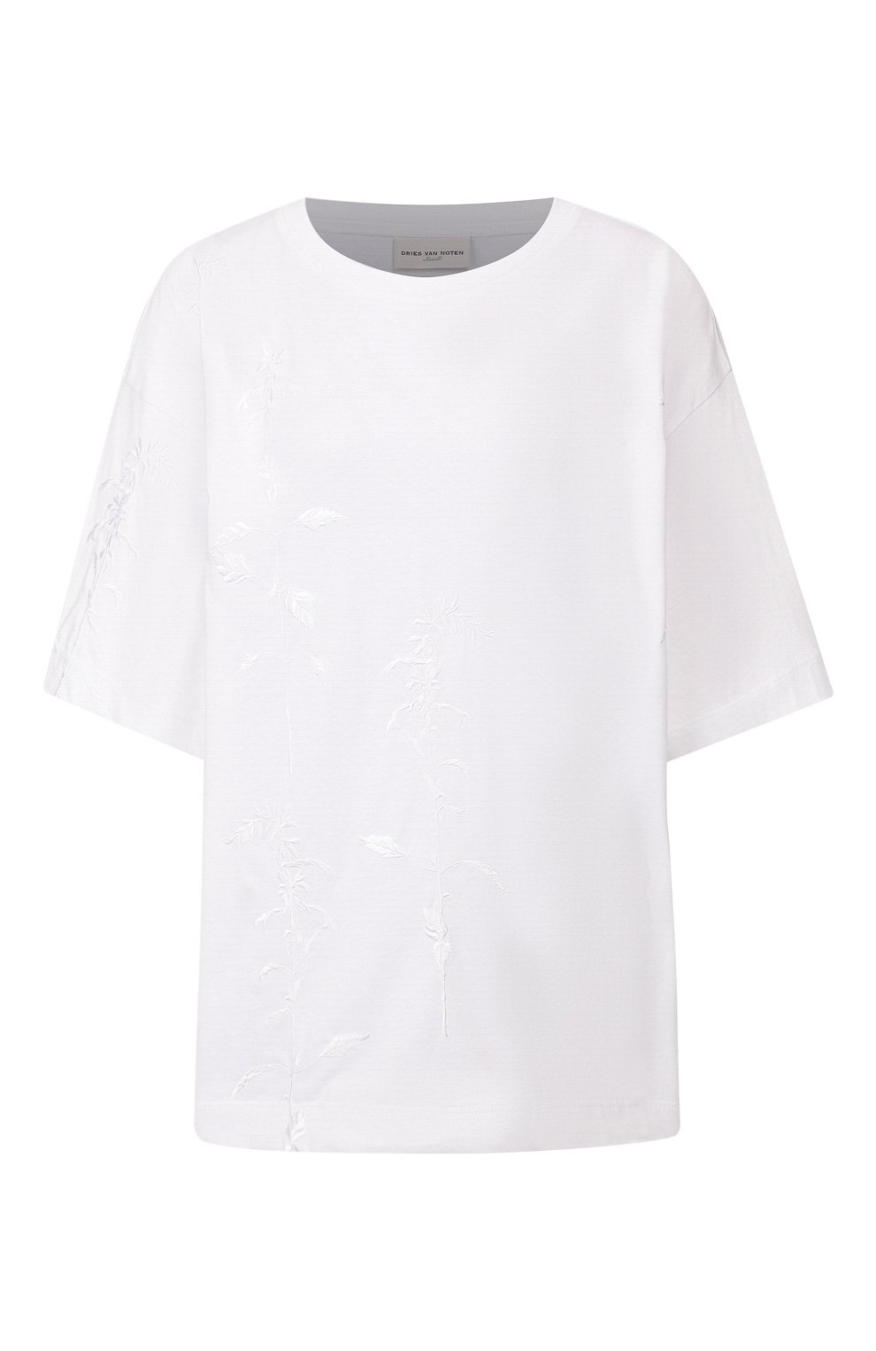 Хлопковая футболка DRIES VAN NOTEN белого цвета по цене 22900 руб., арт. 192-11179-8611, фото 1 Хлопковая футболка DRIES VAN NOTEN, арт. 192-11179-8611, фото 1