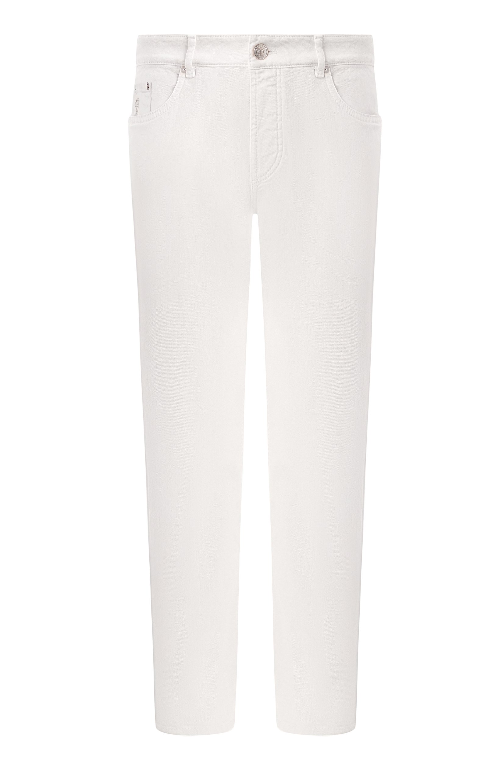 Джинсы traditional fit BRUNELLO CUCINELLI белого цвета по цене 88800 руб., арт. M277PB3210, фото 1 Джинсы traditional fit BRUNELLO CUCINELLI, арт. M277PB3210, фото 1
