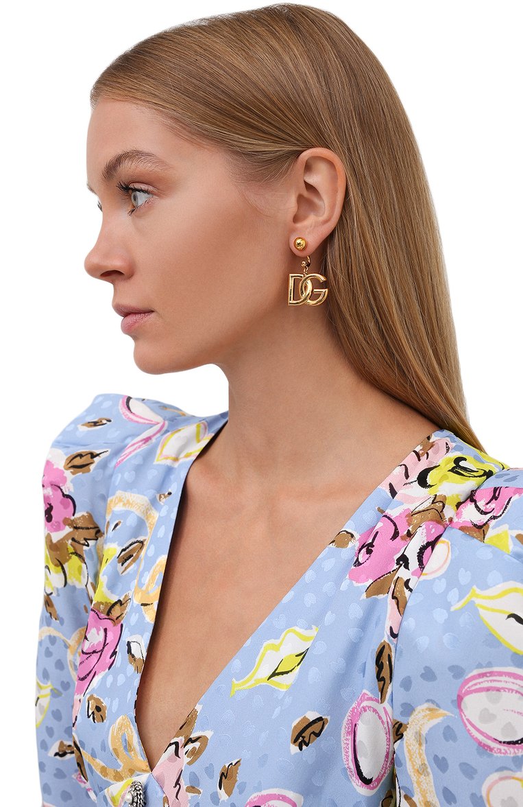 Женские серьги DOLCE & GABBANA золотого цвета, арт. WEN6P1/W1111 | Фото 2 (Материал: Металл; Нос: Не проставлено; Региональные ограничения белый список (Axapta Mercury): Не проставлено)