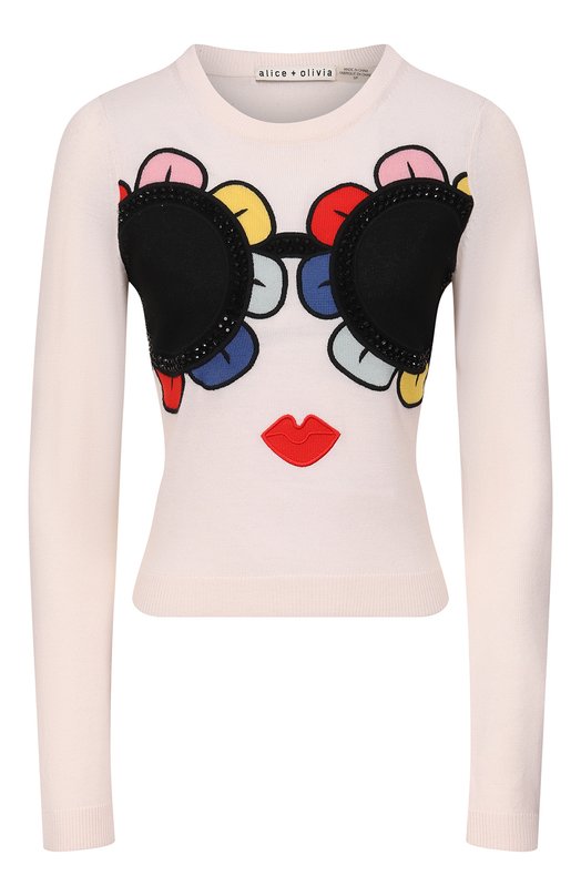 

Пуловер из шерсти и вискозы Alice + Olivia, Белый