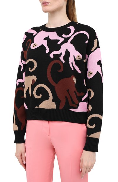 Хлопковый пуловер MSGM черного цвета по цене 39950 руб., арт. 2943MDM114 207633, фото 3 Хлопковый пуловер MSGM, арт. 2943MDM114 207633, фото 3