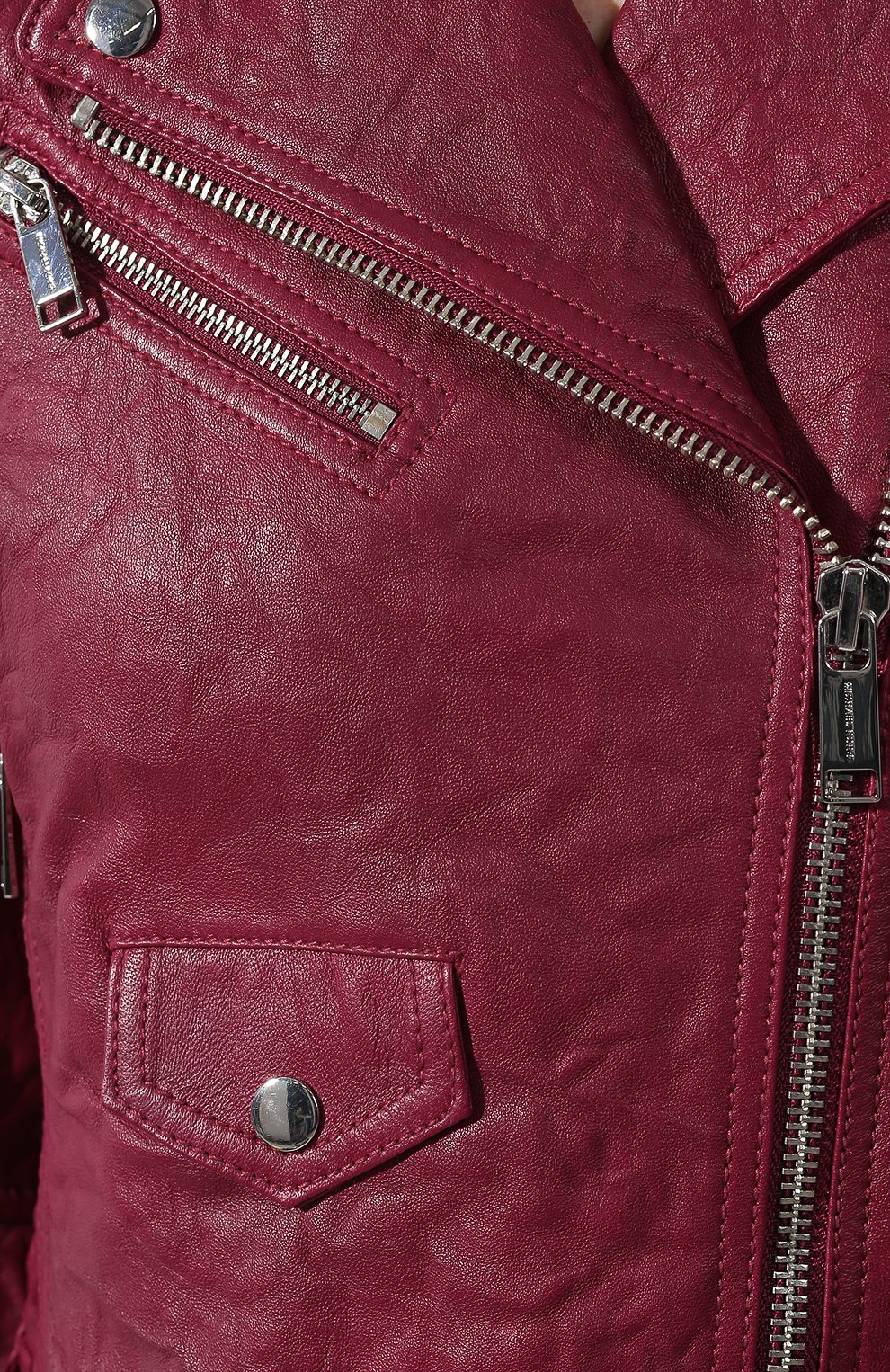 Кожаная куртка MICHAEL MICHAEL KORS бордового цвета по цене 49200 руб., арт. MU82HYG2A3, фото 5 Кожаная куртка MICHAEL MICHAEL KORS, арт. MU82HYG2A3, фото 5