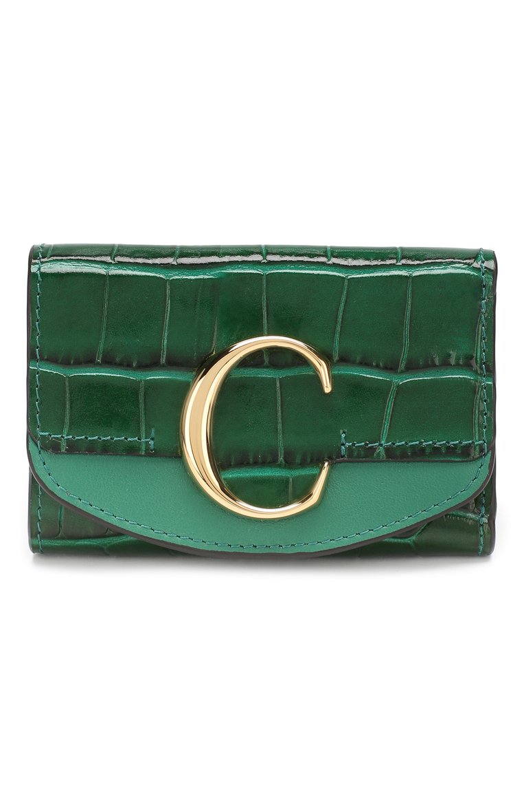 Женские кожаное портмоне chloé c CHLOÉ зеленого цвета, арт. CHC19UP058A87 | Фото 1 (Статус проверки: Проверена категория; Материал: Натуральная кожа; Нос: Не проставлено)