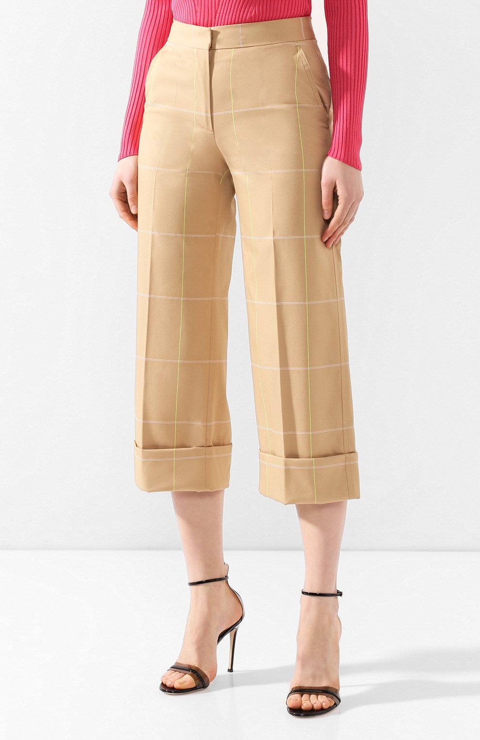 Брюки с отворотами OFF-WHITE бежевого цвета по цене 44550 руб., арт. 0WCA083R19C910579900, фото 3 Брюки с отворотами OFF-WHITE, арт. 0WCA083R19C910579900, фото 3