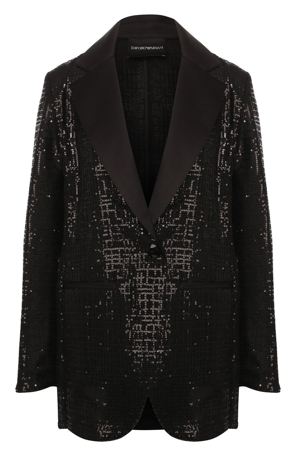 Жакет с пайетками EMPORIO ARMANI черного цвета по цене 83600 руб., арт. 2NG31R/29917, фото 1 Жакет с пайетками EMPORIO ARMANI, арт. 2NG31R/29917, фото 1