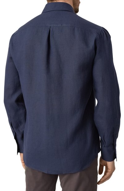 Льняная рубашка BRUNELLO CUCINELLI темно-синего цвета по цене 74600 руб., арт. MM6950028, фото 4 Льняная рубашка BRUNELLO CUCINELLI, арт. MM6950028, фото 4