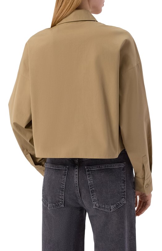 Хлопковая рубашка Weekend Max Mara SVAG0 Бежевый  SVAG0 Фото 4