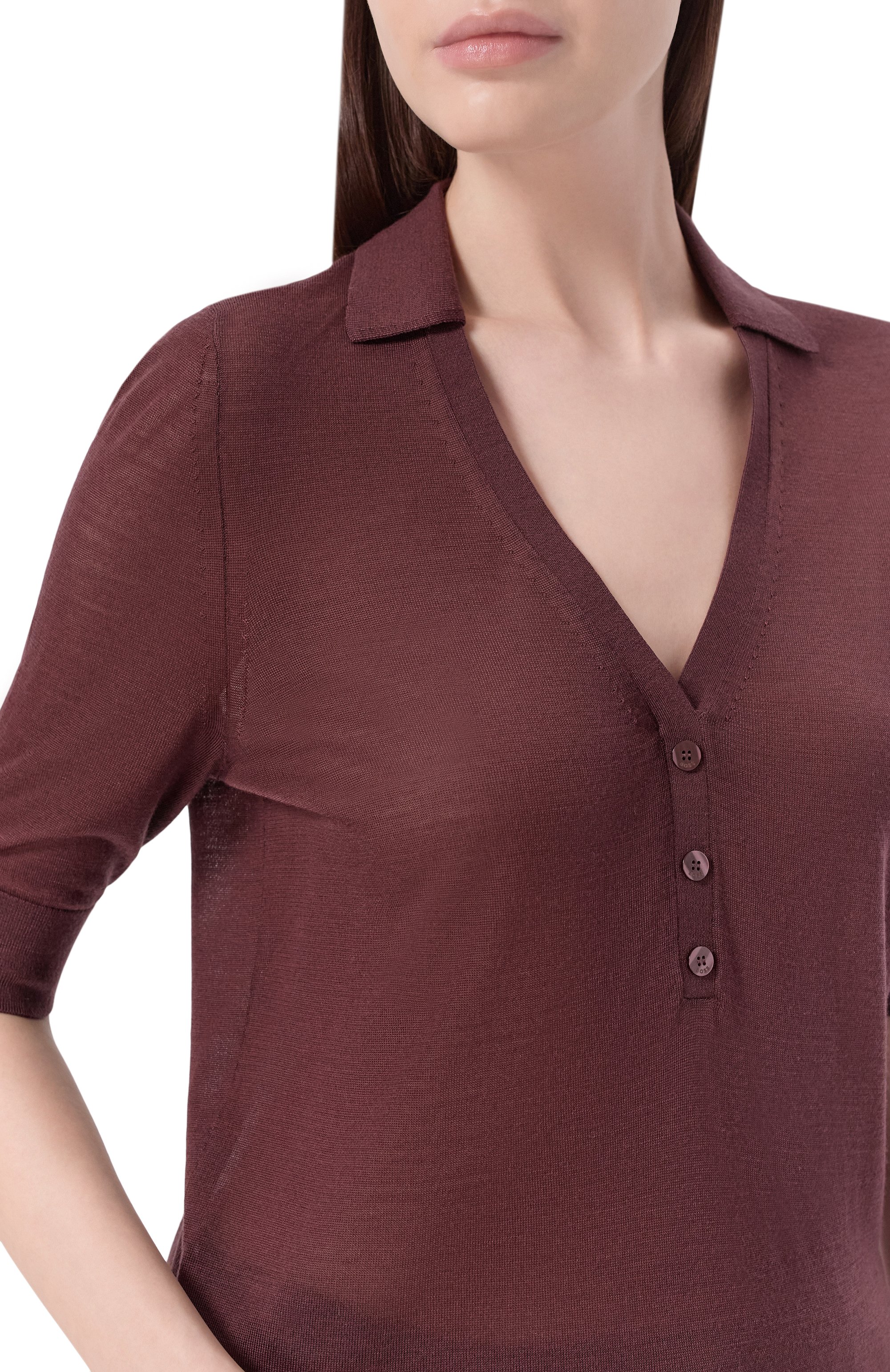 Поло из лиоцелла и шерсти BOSS коричневого цвета по цене 21800 руб., арт. 50556668, фото 5 Поло из лиоцелла и шерсти BOSS, арт. 50556668, фото 5