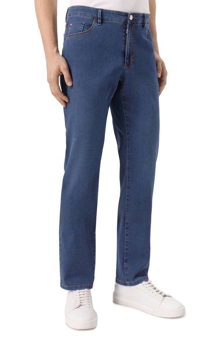 Мужские джинсы slim fit ZILLI синего цвета, арт. J5T002M0440VMADI0 | Фото 3 (Материал внешний: Хлопок, Деним; Длина (брюки, джинсы): Стандартные; Кросс-КТ: Деним; Детали: Делаве; Силуэт М (брюки): Прямые; Стили: Классический; Автоматизация ТО: Проставлено; Автоматизация состава: Проставлено)