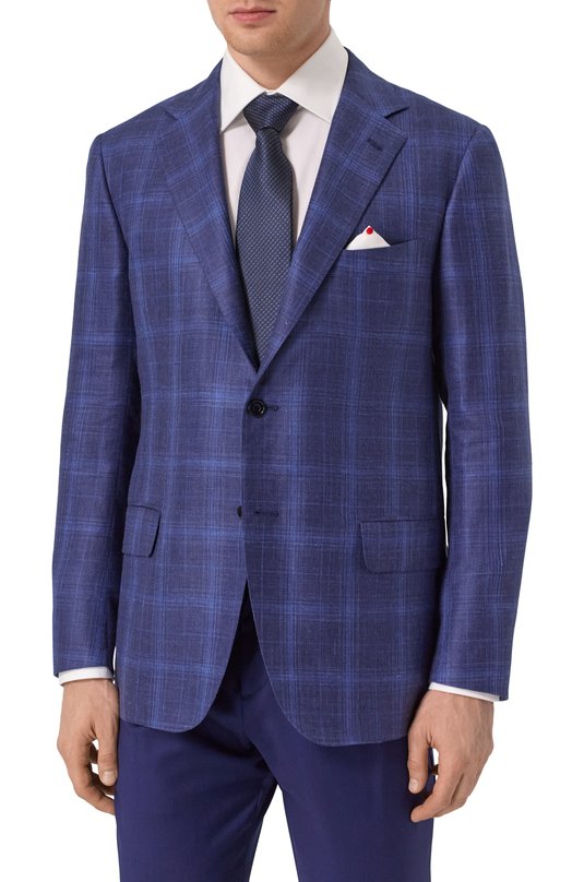 Пиджак из кашемира и шелка Kiton UG81K0640E11 Синий  UG81K0640E11 Фото 4