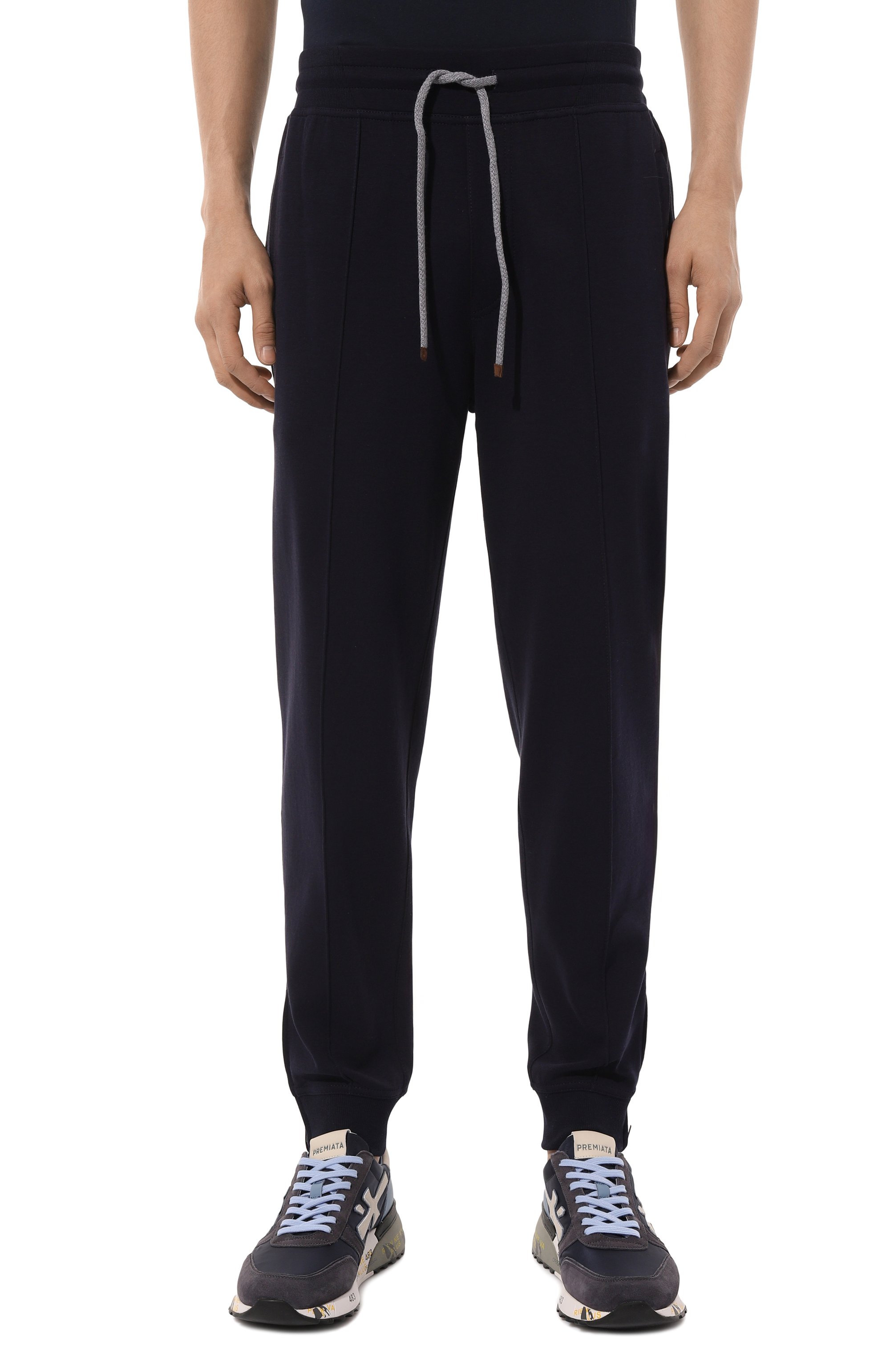 Хлопковые джоггеры BRUNELLO CUCINELLI темно-синего цвета по цене 95050 руб., арт. M0T35B2001, фото 3 Хлопковые джоггеры BRUNELLO CUCINELLI, арт. M0T35B2001, фото 3