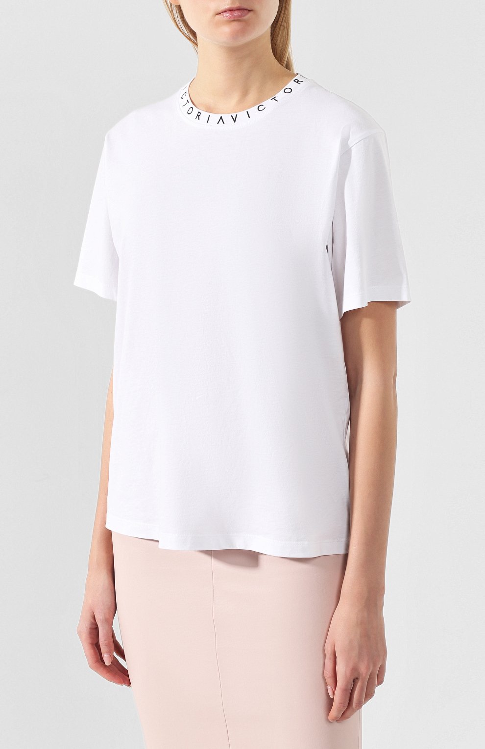 Хлопковая футболка VICTORIA, VICTORIA BECKHAM, арт. JYVV 072E SS19 C0TT0N JERSEY, фото 3