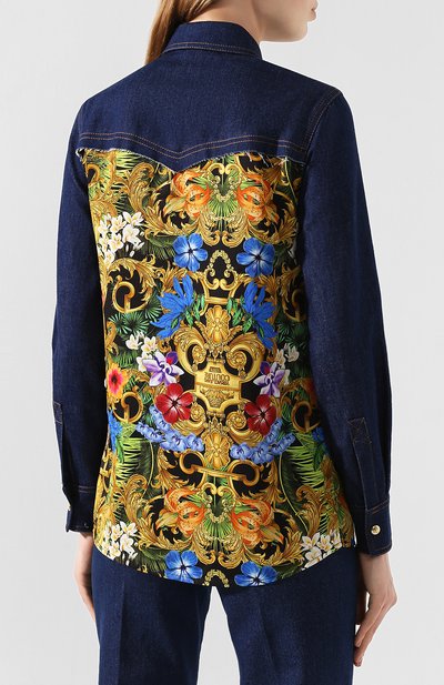 Джинсовая блузка VERSACE JEANS COUTURE разноцветного цвета по цене 38050 руб., арт. B0HVA615-VDP215/S0650, фото 4 Джинсовая блузка VERSACE JEANS COUTURE, арт. B0HVA615-VDP215/S0650, фото 4