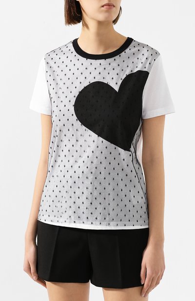 Хлопковая футболка REDVALENTINO белого цвета по цене 15500 руб., арт. SR3MG01W/4F6, фото 3 Хлопковая футболка REDVALENTINO, арт. SR3MG01W/4F6, фото 3