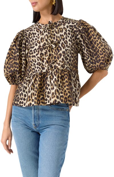 Хлопковая блузка GANNI, арт. F9116, фото 3