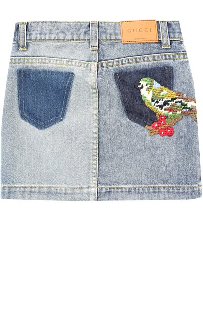 Мини-юбка из денима с вышивками GUCCI, арт. 477360/XR634, фото 2