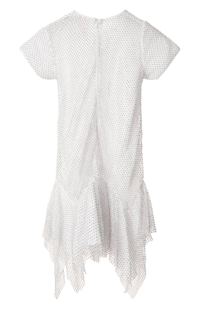 Детское платье GIVENCHY белого цвета, арт. H30792 | Фото 2 (Рукава: Короткие; Материал подклада: Хлопок; Девочки Кросс-КТ: Платье-одежда; Случай: Повседневный; Материал внешний: Синтетический материал; Автоматизация состава: Проставлено; Автоматизация ТО: Проставлено; Ростовка одежда: 7 лет | 122 см, 9 лет | 134 см, 12 лет | 152 см, 13 - 15 лет | 158 см)