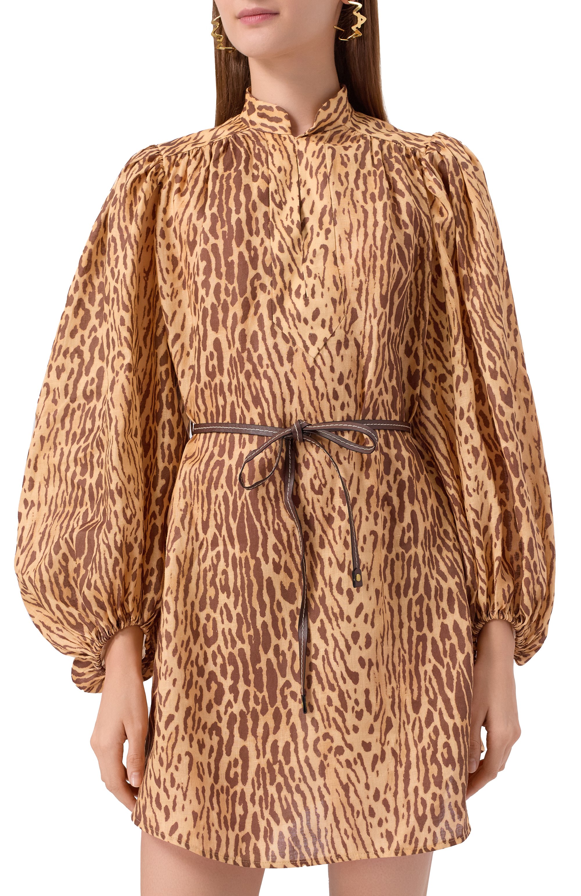 Льняное платье ZIMMERMANN леопардового цвета по цене 138500 руб., арт. 4593DSS255, фото 3 Льняное платье ZIMMERMANN, арт. 4593DSS255, фото 3