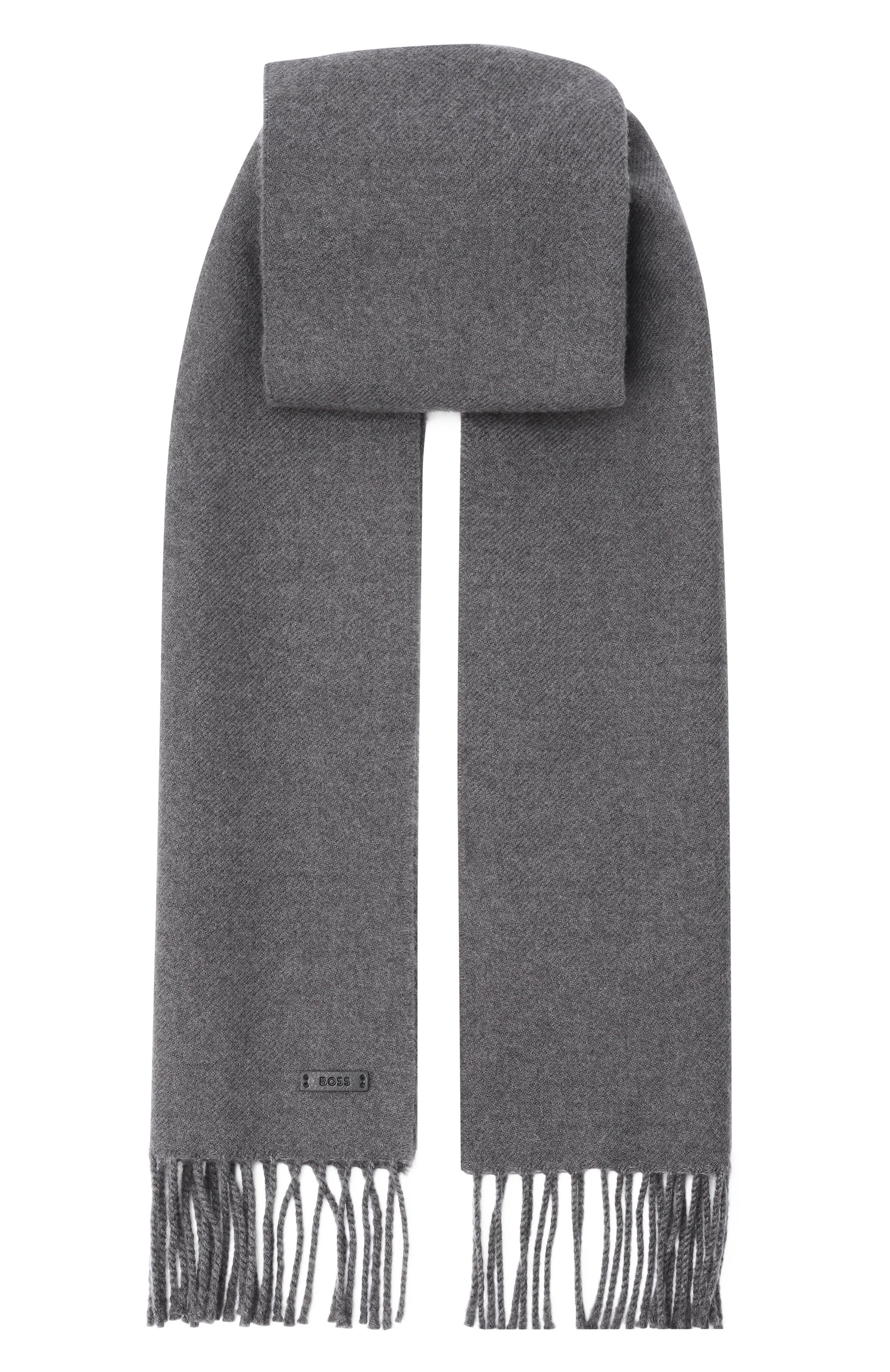 Шерстяной шарф BOSS серого цвета по цене 11950 руб., арт. 50517218, фото 1 Шерстяной шарф BOSS, арт. 50517218, фото 1