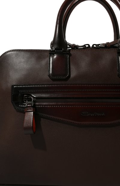 Кожаная сумка для ноутбука SANTONI темно-коричневого цвета по цене 109000 руб., арт. UIBBA2275LI-GSP9T50, фото 3 Кожаная сумка для ноутбука SANTONI, арт. UIBBA2275LI-GSP9T50, фото 3