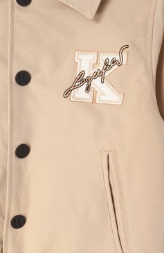 Детского утепленный бомбер KARL LAGERFELD KIDS бежевого цвета, арт. Z30568 | Фото 3 (Драгоценные камни: Проставлено; Материал сплава: Проставлено; Материал подклада: Синтетический материал; Рукава: Длинные; Кросс-КТ: Демисезон, бомбер; Материал внешний: Синтетический материал; Ростовка одежда: 7 лет | 122 см, 13 - 15 лет | 158 см, 16 лет | 164 см, 12 лет | 152 см, 9 лет | 134 см)