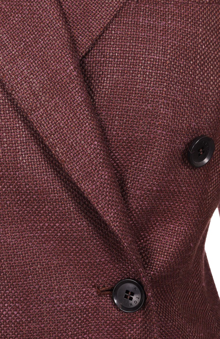 Женский жакет из шерсти и шелка KITON бордового цвета, арт. D46523K0918E02 | Фото 6 (Длина (для топов): Стандартные; Материал внешний: Шерсть; Рукава: Длинные; Автоматизация состава: Проставлено; Автоматизация ТО: Проставлено; Стили: Кэжуэл; Женское Кросс-КТ: Жакет-одежда; 1-2-бортные: Двубортные)