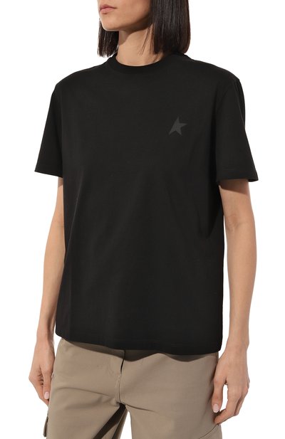 Хлопковая футболка GOLDEN GOOSE DELUXE BRAND черного цвета по цене 14300 руб., арт. GWP01220.P000593, фото 3 Хлопковая футболка GOLDEN GOOSE DELUXE BRAND, арт. GWP01220.P000593, фото 3