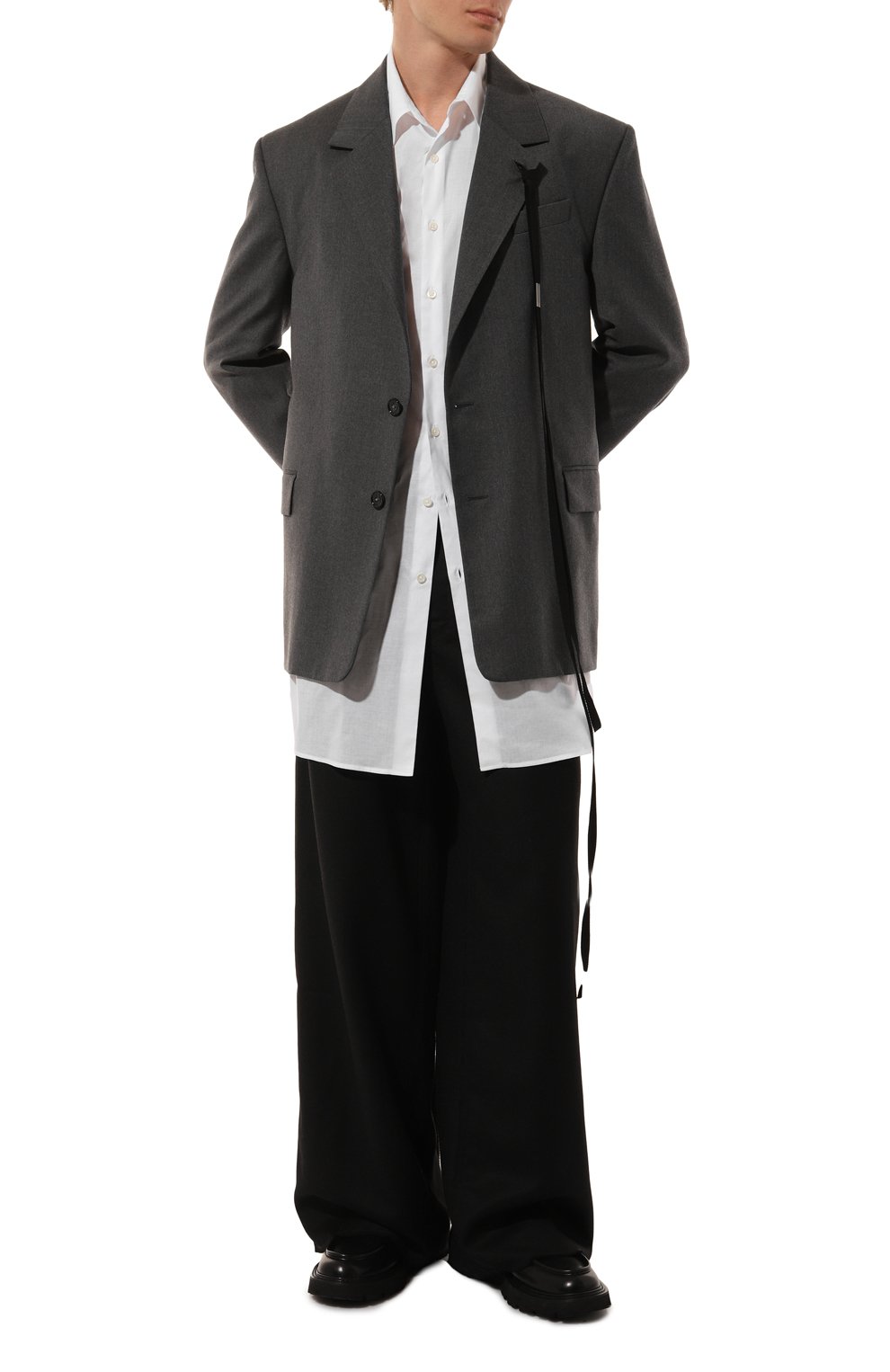 Хлопковая рубашка ANN DEMEULEMEESTER, арт. 2402-M-SH13-FA517-001, фото 2