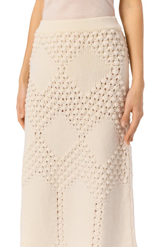 Юбка из шерсти и кашемира Elie Saab SK240NF25/CK011 Кремовый  SK240NF25/CK011 Фото 5