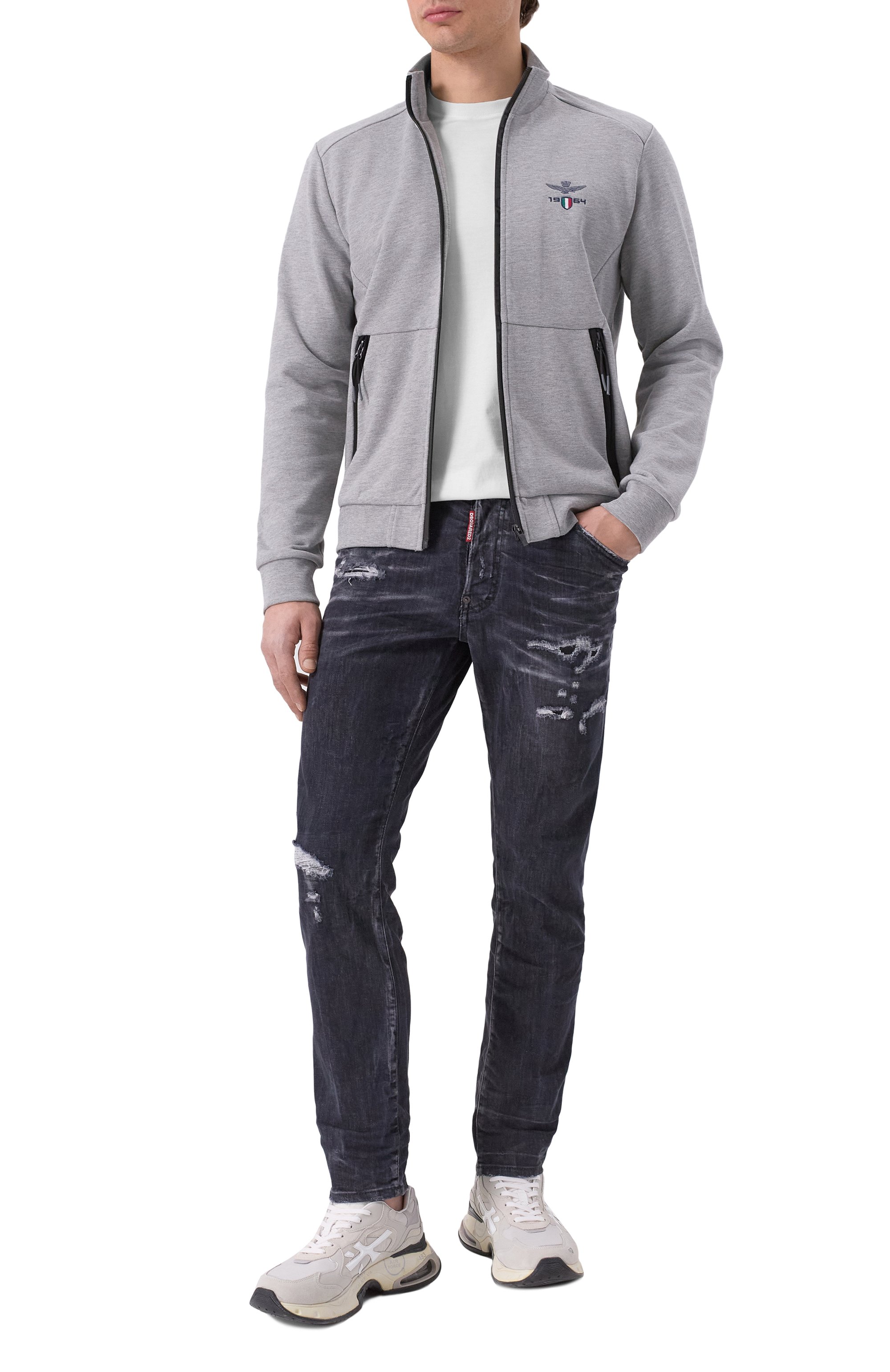 Хлопковая толстовка AERONAUTICA MILITARE серого цвета по цене 22550 руб., арт. FE1986F581, фото 2 Хлопковая толстовка AERONAUTICA MILITARE, арт. FE1986F581, фото 2