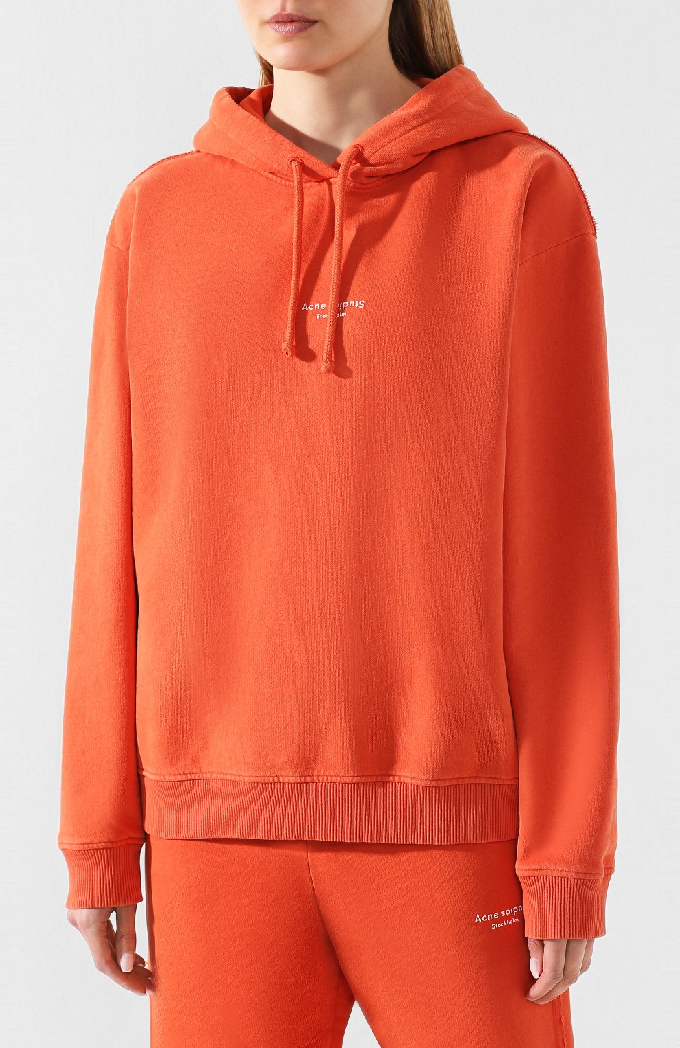 Хлопковое худи ACNE STUDIOS красного цвета по цене 53300 руб., арт. AI0049/W, фото 3 Хлопковое худи ACNE STUDIOS, арт. AI0049/W, фото 3
