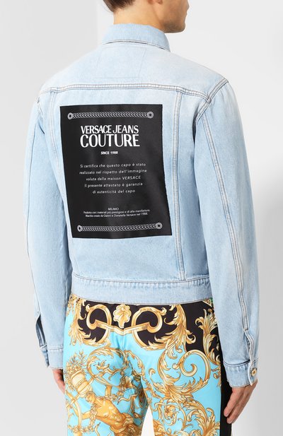 Джинсовая куртка VERSACE JEANS COUTURE голубого цвета по цене 35400 руб., арт. C1GUA92E-UUP421 BIG LABEL/A093J, фото 4 Джинсовая куртка VERSACE JEANS COUTURE, арт. C1GUA92E-UUP421 BIG LABEL/A093J, фото 4