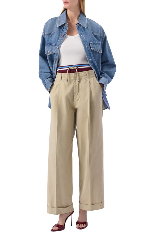 Хлопковые брюки Dsquared2 S75KB0548/D35426 Бежевый  S75KB0548/D35426 Фото 2