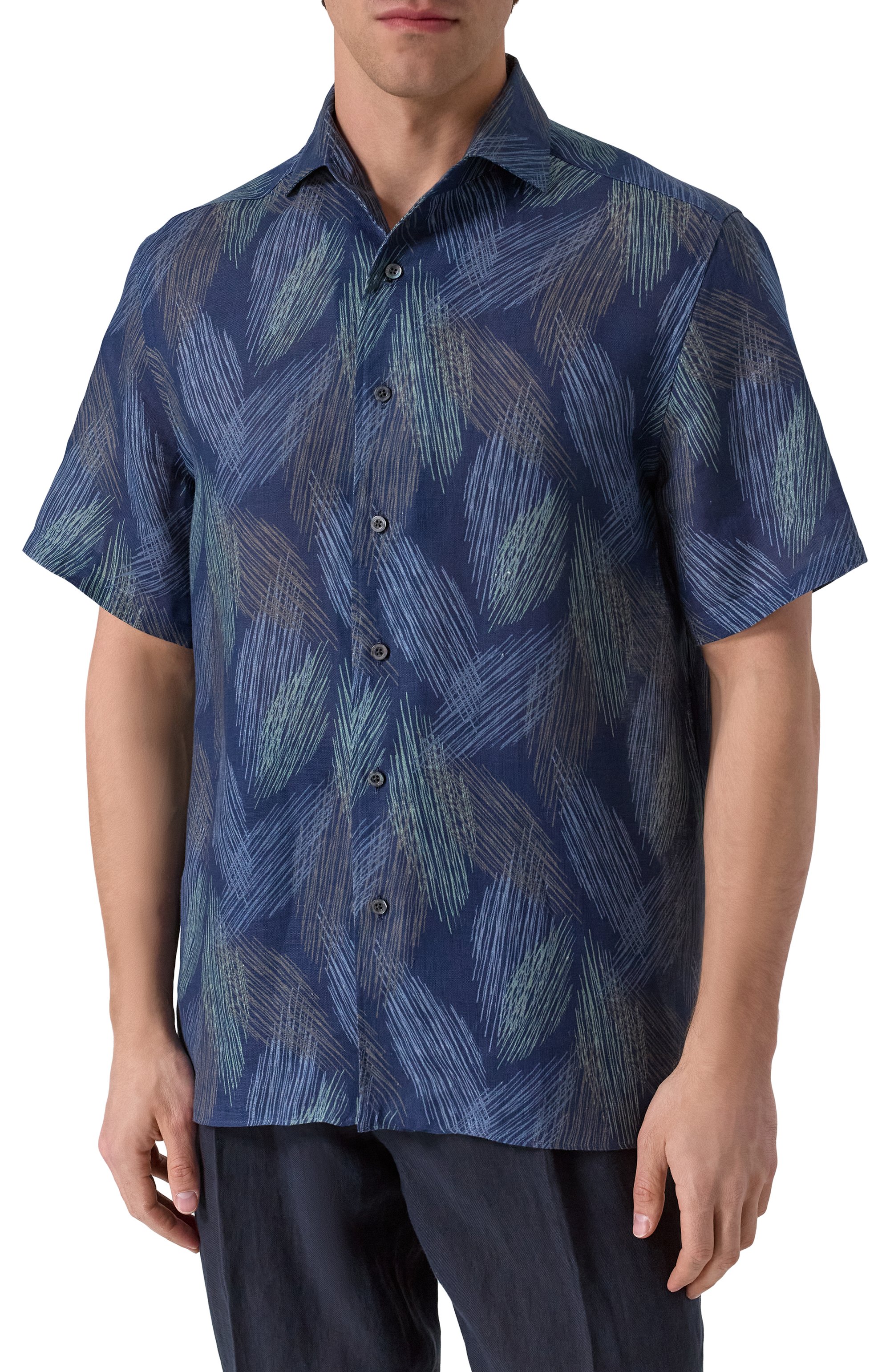 Льняная рубашка CORNELIANI синего цвета по цене 48050 руб., арт. 25I213-2511920, фото 3 Льняная рубашка CORNELIANI, арт. 25I213-2511920, фото 3