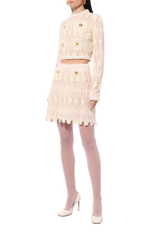 Хлопковый топ Giambattista Valli 24FWPVCA1032-17LUS Кремовый  24FWPVCA1032-17LUS Фото 2