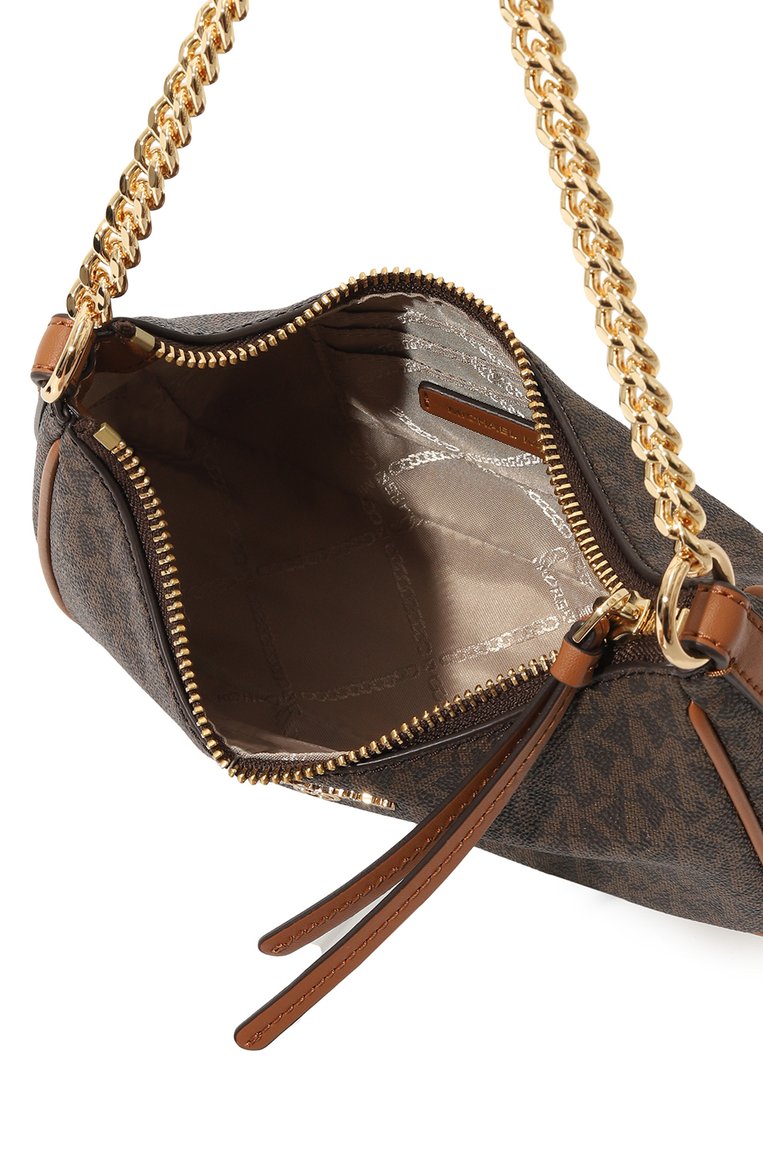 Женская сумка jet set charm small MICHAEL MICHAEL KORS коричневого цвета, арт. 32H1GT9C1B | Фото 5 (Размер: small; Материал: Экокож�а; Сумки-технические: Сумки top-handle)