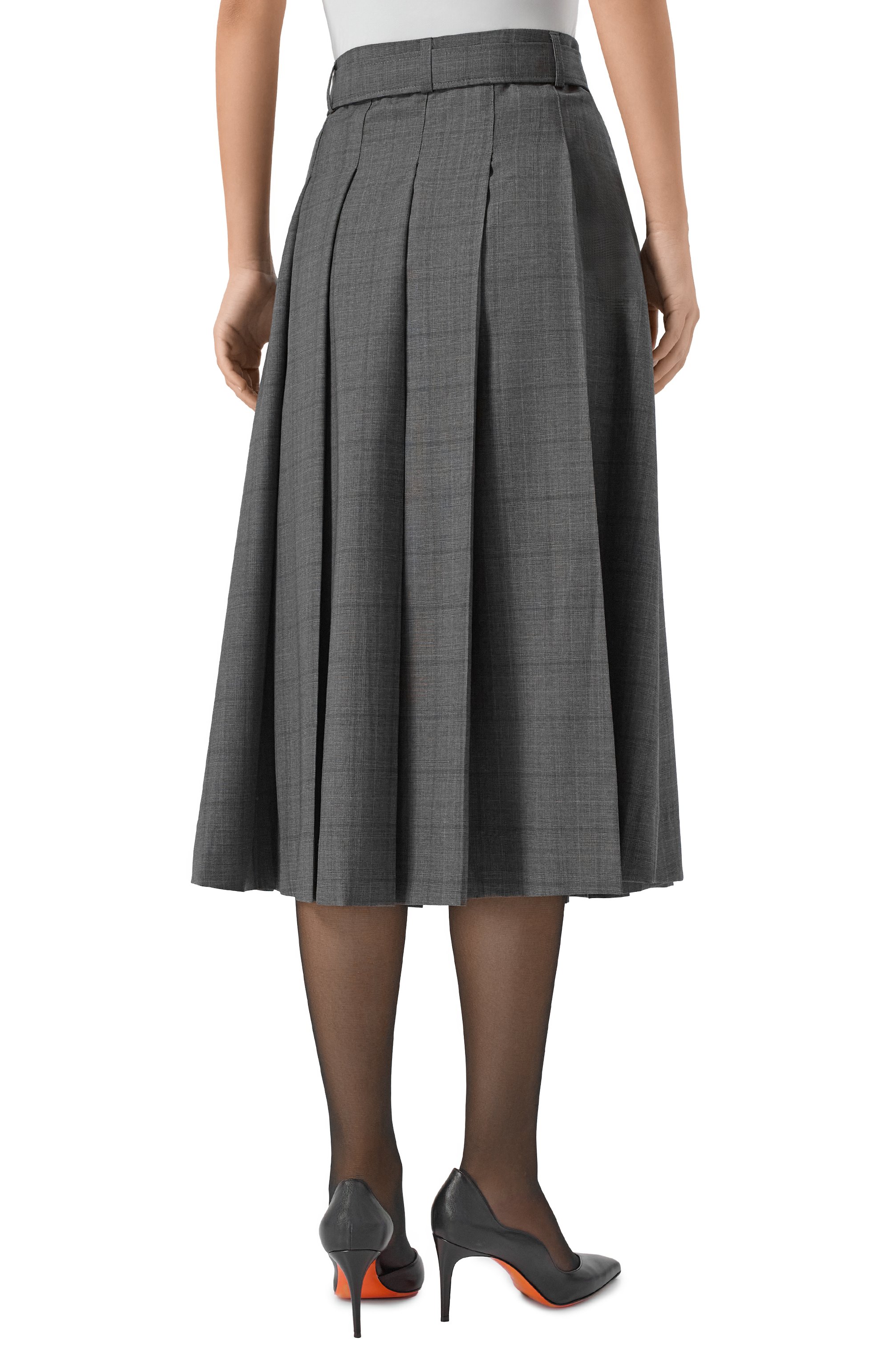 Шерстяная юбка OFFICINE GENERALE серого цвета по цене 79950 руб., арт. W25WSKT150, фото 4 Шерстяная юбка OFFICINE GENERALE, арт. W25WSKT150, фото 4