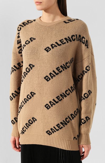 Шерстяной пуловер BALENCIAGA бежевого цвета по цене 133500 руб., арт. 581027/T1473, фото 3 Шерстяной пуловер BALENCIAGA, арт. 581027/T1473, фото 3