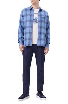 Мужские комбинированные кеды CORNELIANI синего цвета, арт. 25TM70-2520911 | Фото 2 (Материал внешний: Натуральная кожа, Текстиль; Подошва: Массивная; Материал внутренний: Натуральная кожа; Стили: Классический; Кросс-КТ: Низкие; Материал утеплителя: Без утеплителя)