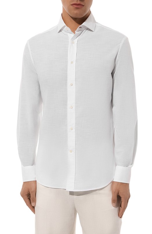 Хлопковая рубашка Brunello Cucinelli MS6660617P Белый  MS6660617P Фото 3