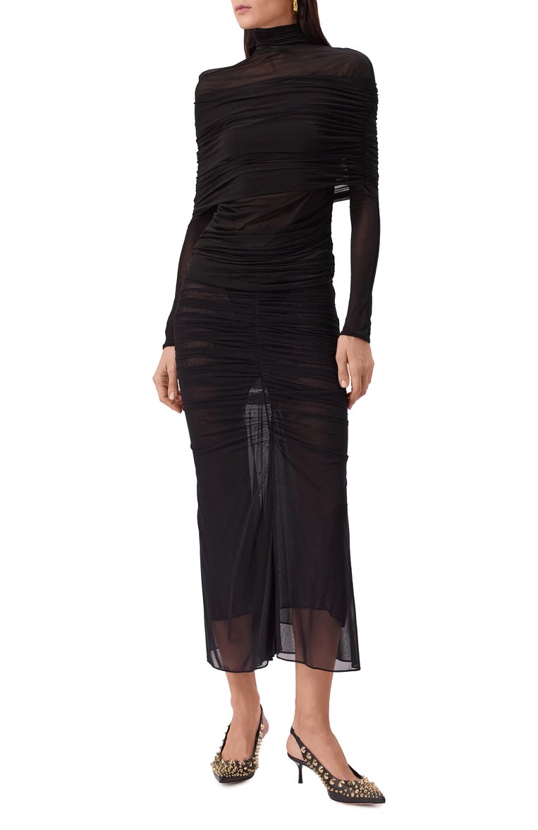 Женский топ из вискозы MUGLER черного цвета, арт. 25P3T007366011 | Фото 2 (Рукава: Длинные; Длина (для топов): Стандартные; Материал внешний: Вискоза; Стили: Гламурный; Кросс-КТ: костюм)
